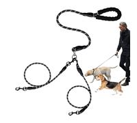 Double clip laisse pour chien - laisse pour 2 chiens | corde élastique avec amortisseur pour marche et sacs pour besoins