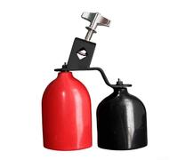 Double cloche professionnelle pour kit de batterie avec support en métal et mécanisme de verrouillage à angle réglable (rouge noir)