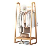 Double Coat Rack, Freestanding Garment Rack, with with 2 Hanging Rod and 3 Hooks Hall Tree, Coat Stand Rack 50 x 39 x 160 cm, Bamboo Clothes Rails for Entryway Bedroom Living Room
