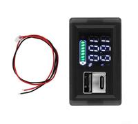 Double compteur de batterie numérique CC 9-24 V avec affichage LED, ports USB-C et double USB, voltmètre pour lithium/acide/LFP, montage sans vis (USB + type C)