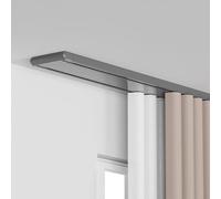 Double connecteur de tringle à rideau de luxe pour montage au plafond - Alliage d'aluminium nano silencieux gris - Idéal pour le salon et la chambre à coucher - 2,2 m