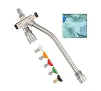 Double connecteur pour lance de nettoyeur haute pression, générateur de mousse en acier inoxydable, accessoire de savon avec 5 buses, connexion rapide 1/4 pouce pour lavage électrique