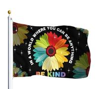 Double Couture Drapeau De Jardin Dans Un Monde Où L'On Peut Être Tout Ce Que L'On Veut, Soyez Gentil. Drapeaux Personnalisé Suspendus Fanion Pour Manif Célébration Fête 90X150Cm