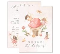 double critical Lemmami Papeterie Cartes d'invitation pour anniversaire d'enfant fille DIN A6 Invitation anniversaire fille Elfe Fée Invitation d'anniversaire