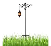 Double crochet de berger pour mangeoire à oiseaux, crochet de berger pour l'extérieur, mât de mangeoire à oiseaux double face, crochet en fer robuste et réglable à l'extérieur avec base à 5 dents pour