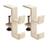 Double crochet de bureau en aluminium, pour hauteur de table sous le bureau, sac à main, sac à dos, écouteurs (blanc lait)