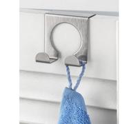 WENKO Crochet de porte double, crochet pour serviette et torchon, à accrocher au tiroir et à la porte de l'armoire, convient pour la salle de bain et la cuisine, en acier inoxydable, 5 x 5 x 4.9 cm