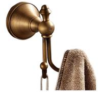 Double crochet de style vintage en laiton antique, cintre mural pour serviette et peignoir pour décoration de salle de bain, luminaire en cuivre robuste avec attrait esthétique rétro (crochet incurvé)