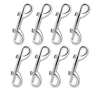 Double Crochet Mousqueton, 8pcs 3.5 '' Double Extrémité Boulon Snaps, Nickel Plaqué Zinc Alloy Clips, Plongée Crochet pour Laisse de Chien, Porte Clés, Camping Familial en Plein Air, Argent
