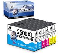 DOUBLE D 2500XL pour Cartouche d'encre Canon 2500XL PGI-2500XL Compatible pour Canon Maxify MB5050 MB5150 MB5450 MB5350 MB4050 MB5155 MB5455 MB5000 MB5100 MB5300 MB5400 iB4000 iB4150 iB4050 (6PK)