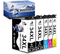 DOUBLE D 34XL Cartouche pour Epson 34 34 XL pour Workforce Pro WF-3720DWF | pour Epson WF-3725DWF WF3725DWF WF3720DWF (2 Noir, 1 Cyan, 1 Magenta, 1 Jaune)