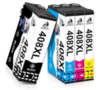 DOUBLE D 408XL Lot de 4 cartouches d'encre pour Epson 408 XL 408L compatible avec imprimante Epson WorkForce Pro WF-C4810 WF-C4310 WF-C4810DTWF WFC4810 WFC4310 WF-C4310DW