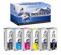 DOUBLE D 72 pour HP 72 (C9403A, C9370A, C9371A, C9372A, C9373A, C9374A) Cartouches, pour HP Designjet T610 T620 T770 T790 T1100 T1120 T1200 T1300 T2300 EMFP T1100 MFP(MBK/PK/C/M/Y/G, 6 Pack)