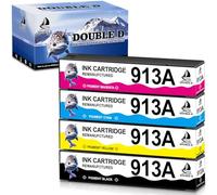 DOUBLE D 913A Cartouche d'encre pour HP 913A,Non affecté par la Mise à Jour,pour HP PageWide MFP 477dw 477dn 377dn 377dw 352dw 352dn 452dw 452dn 552dw P55250dw P57750dw(1BK/1C/1M/1Y)