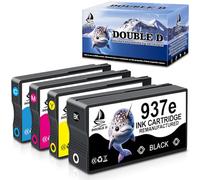 DOUBLE D 937e (avec Puce) Compatible pour HP 937 XL 937e pour HP OfficeJet Pro 9120e 9720e 9730e 9110b 9120b 9130b 9132e 9122e 9135e 9117b 9125e 9720 9730 (1BK/1C/1M/1Y)