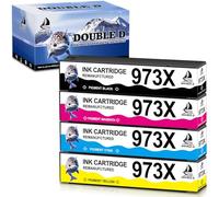 DOUBLE D 973X pour HP 973X Cartouches d'encre,Non concerné par la Mise à Jour, pour HP PageWide Pro MFP 477dw 477dn 577dw 577z 452dw 452dn 552dw Managed P57750dw P55250dw (1BK/1C/1M/1Y)