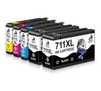 DOUBLE D Cartouche d'encre compatible 711XL 711 XL CZ129A CZ133A 80ML haut rendement de remplacement pour HP Designjet T120 24 T120 610 T520 24 T520 36 T520 610 T520 914 (2BK1C1M1Y) Lot de 5