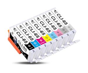 DOUBLE D CLI-65 Cartouche pour Canon CLI-65 CLI65 Remplacement pour Canon PIXMA PRO-200 (8-Pack CLI-65BK CLI-65C CLI-65M CLI-65Y CLI-65PC CLI-65PM CLI-65GY CLI-65LGY)