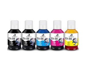 DOUBLE D GI56 GI-56 Encre pour Canon GI56 GI-56 Bouteilles d'encre,5 Pack | pour GI56BK GI56C GI56M GI56Y Multipack，pour Canon MAXIFY GX7050 GX3050 GX6050 GX4050 GX5050