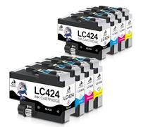 DOUBLE D LC424 Lot de 8 cartouches d'encre pour Brother LC424 Ink LC424XL LC 424 compatible avec imprimantes Brother DCP-J1200W DCP-J1200WE