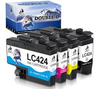 DOUBLE D LC424 Multipack Cartouche d'encre Compatible pour Brother LC424 LC-424 LC424VAL pour Brother DCP-J1200W DCP-J1200WE DCPJ1200W DCPJ1200W DCPJ1200WE (1BK/1C/1M/1Y)