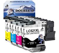DOUBLE D LC521XL Cartouche pour Brother LC521 LC521VAL LC521XL,4 Pack | Pour Brother DCP-J1260W DCP-J1310DW DCP-J1313DW DCP-J1360DW DCP-J1460DW(1BK/1C/1M/1Y))