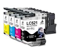 DOUBLE D Lot de 4 cartouches d'encre LC521 pour imprimantes Brother LC521 LC521XL LC 521 LC521VAL compatibles avec Brother DCP-J1260W DCP-J1310DW DCP-J1313DW DCP-J1360DW DCP-J1460DW