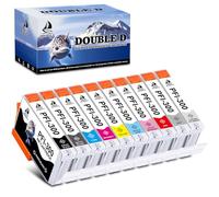 DOUBLE D PFI-300 Cartouche pour Canon PFI-300 PFI-300MBK PFI-300PBK PFI-300C PFI-300M PFI-300Y PFI-300PM PFI-300PC PFI-300R PFI-300GY PFI-300CO Compatible pour Canon imagePROGRAF PRO-300(10Pack)