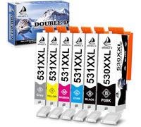 DOUBLE D PGI-530 CLI-531 XXL Cartouche pour Canon 530 531 PGI-530 CLI-531 | PGI-530 CLI-531 compatible pour Canon TS8750 TS8751 (1 PGBK,1 Noir,1 Cyan,1 Magenta,1 Jaune,1 Gray, 6-Pack)