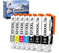 DOUBLE D PGI-530 CLI-531 XXL Lot de 7 cartouches d'encre de rechange pour imprimante Canon 530XXL 531XXL PGI530 CLI 531 Compatible avec imprimante Canon Pixma TS8750 TS8751, 2 x PGBK/noir/cyan/magenta
