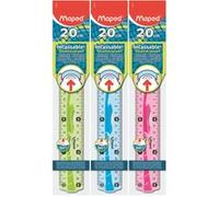 Maped - Double décimètre Incassable - Règle 20cm - Préhension ergonomique - Coloris Aléatoire Vert ou Bleu