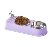 Double Design Dog Bowl Set, Pet Feeding Bowls, Puppy Food and Water Bowl, Cat and Dog Double Bowls 32.5x13.5x6cm for Dogs, Home, Living Room, Kitchen, Bed Room, Creamy, Black, Purple Color