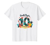Double Digits in Paradise : Cadeau d'anniversaire pour 10 Ans à Hawaï T-Shirt, Enfant, Blanc, 4 Ans
