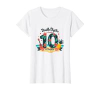 Double Digits in Paradise : Cadeau d'anniversaire pour 10 Ans à Hawaï T-Shirt, Femme, Blanc, XL
