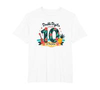 Double Digits in Paradise : Cadeau d'anniversaire pour 10 Ans à Hawaï T-Shirt, Homme Grandes Tailles, Blanc, 4X Tall