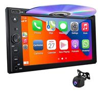Double Din CarPlay Android Auto Autoradio 6,2 Pouces 1080P Écran Tactile capacitif Lecteur CD DVD Autoradio avec caméra de recul Lien Miroir Bluetooth 5.0 FM/AM/AUX/TF/EQ/DSP