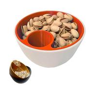 Double-Dish Bol de service apéritif pour olives, noix Ensemble de bols à pistaches avec support de rangement, bol de service à double plat avec compartiment pour déchets alimentaires (Orange, A)