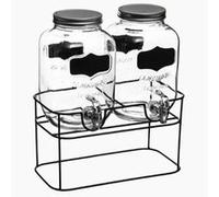 JJA Double distributeur de boissons 145864 – 2x4 L avec base – Transparent