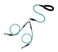 Double Dog Leash for Two Dogs, Tangle-Free Dual Leash with Swivel Clip and Soft Foam Handle, Heavy Duty Nylon Lead for Large Pets (Blue A)