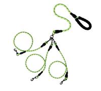 Double Dog Leash for Two Dogs, Tangle-Free Dual Leash with Swivel Clip and Soft Foam Handle, Heavy Duty Nylon Lead for Large Pets (Green B)