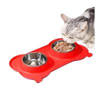Double Dog Water Bowl, Double Food Derts for Dog - Bols Doubles de Nourriture pour Chaton Non Glissant | Plat Acier Inoxydable pour Animaux de Compagnie détachable pour Les Petits Chats Chiens de