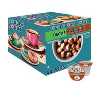 Double Donut Coffee Lot de 80 capsules de café décaféiné aromatisé à double beignet, noisette, café décaféiné pour machines Keurig K Cup