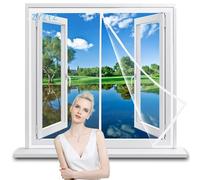 Double Door Magnetic Fly Screen, 75x145cm Blanc Heavy Duty Mesh Curtain with Hook Loop, Powerful Magnets, Snap Shut Automatically for Patio, Sliding, Large Door