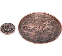 Double Dragon Brûleur d'encens Support de plaque en alliage de zinc Accueil Décoration pour le culte