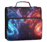 Double Dragon Collision Classeur à 3 anneaux Fermeture éclair avec poignée Bandoulière Capacité 500 feuilles Sac de rangement multi-poches pour l'école et le bureau