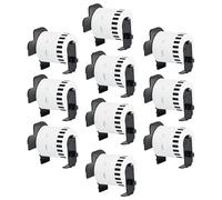 Double Dragon DK-22251 Rouleau d'étiquettes continues, 62mm(L) x 15,24m(L) | Impression rouge et noire sur fond blanc | Compatible avec Brother P-Touch QL-800, QL-810W, QL-820NWB (Pack de 10)