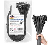 Double Dragon Lot de 100 serre-câbles robustes en nylon PA66 de 3,6 mm × 300 mm | Résistance à la traction de 18 kg | Attaches autobloquantes résistantes aux UV et aux intempéries | CE • RoHS • UL