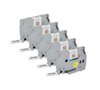 Double Dragon, Lot de 5 rubans d'étiquettes de rechange compatibles pour imprimante d'étiquettes Brother Ptouch TZe-231 TZ 12 mm 8 m Noir sur blanc 0,47 pour PT-1000 1080 H105 E110, TZE231 AZe-231