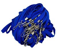 Double Dragon Premium Flat Lanyards with Metal Swivel J Hook, Blue, Pack of 100