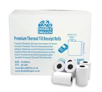 Double Dragon Rouleaux de Papier Thermique PDQ 57 x 30 mm | Sans BPA | Compatibles avec SumUp, Ingenico, PayZone, Verifone, Clover Printers, Zettle Terminals - Pack de 20